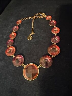 Gold-Tone Pink Crystal Collar Necklace by EL (Unbranded)